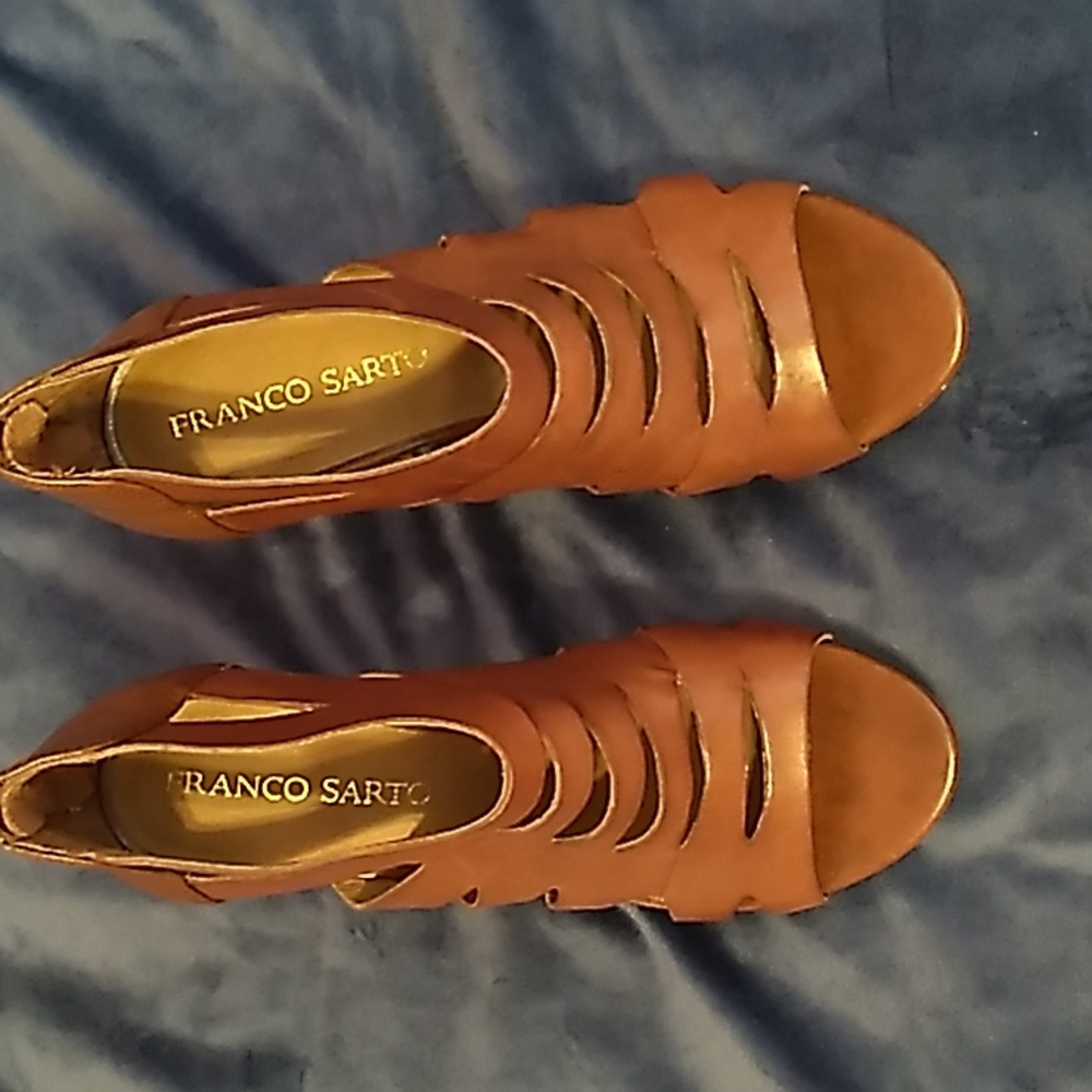Franco Sarto Brown High Heel Zip Back Gladiator Shoes - Picture 2 of 8